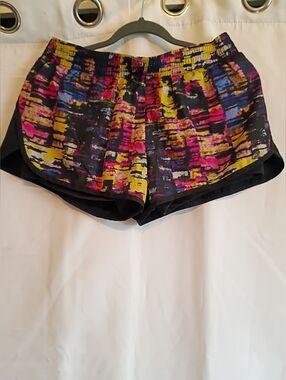 Jilian Michaels Women’s Black Athletic Shorts with Vibrant Print